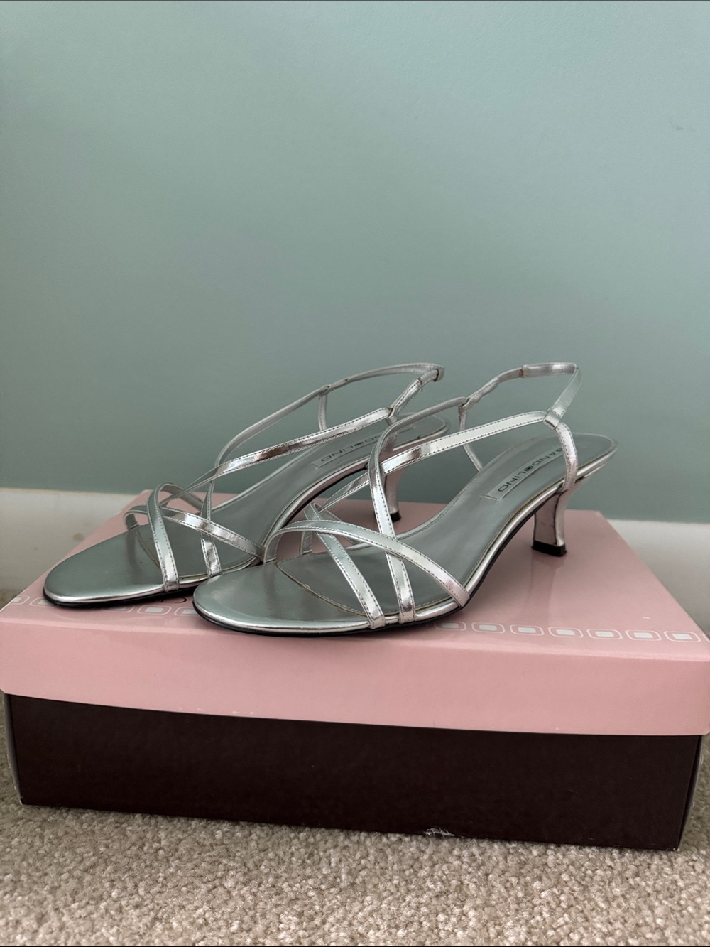 Silver Strappy Slingback Heels for Women